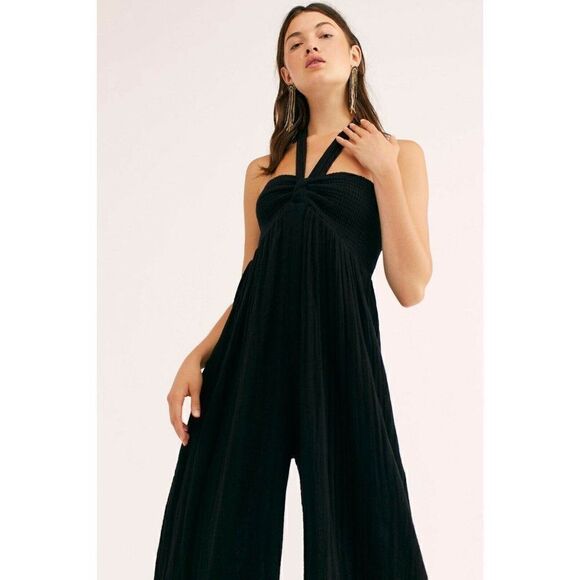 NEW FREE PEOPLE JEN’S PIRATE BOOTY Sz XS SUNSET PARK GAUZE WIDE LEG JUMPSUIT - Picture 2 of 3